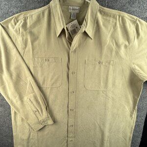 NWD Knightsbridge Faux Suede Button Up Shirt Men 2XLT Tall Beige Green Polyester